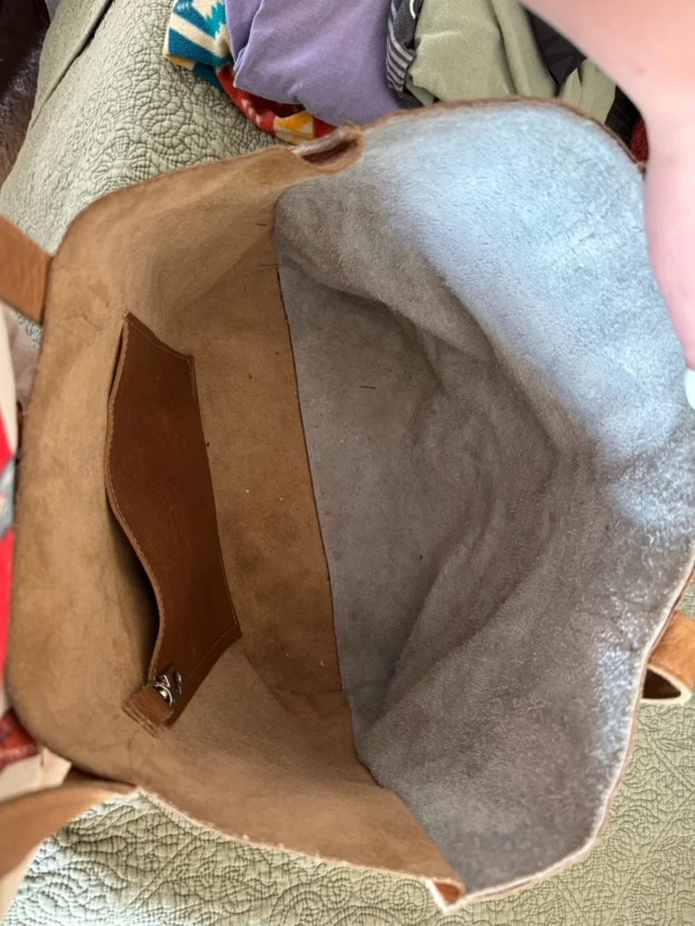 Holy Cow Couture Brown Hair-on Tote Bag with Turquoise Paisley Trim - Picture 3 of 4
